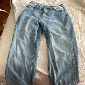 Wide leg lighter wash jeans